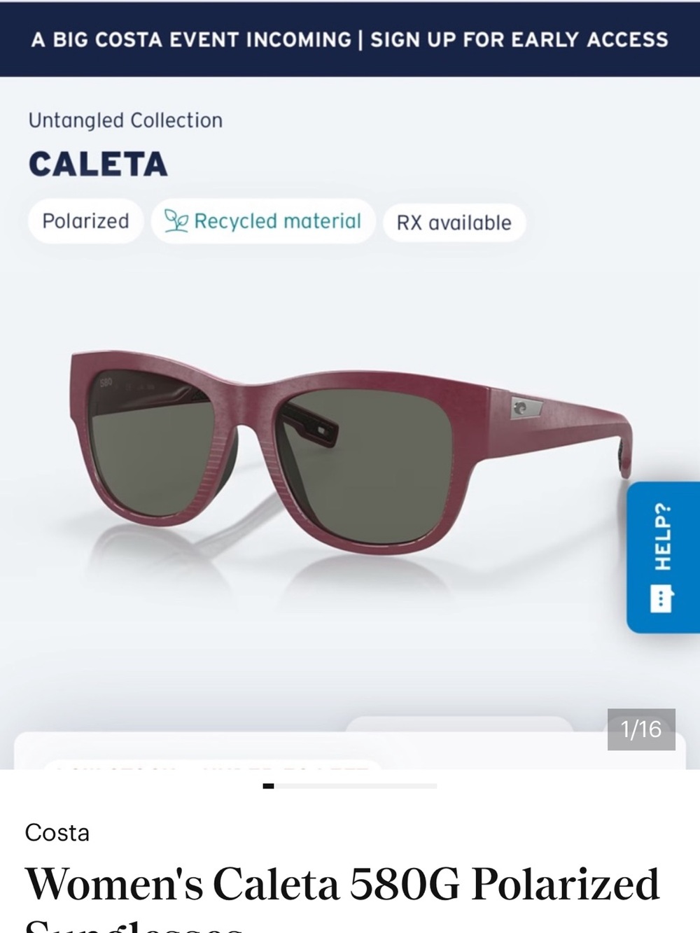 Women's Caleta 580G Polarized
Sunglasses